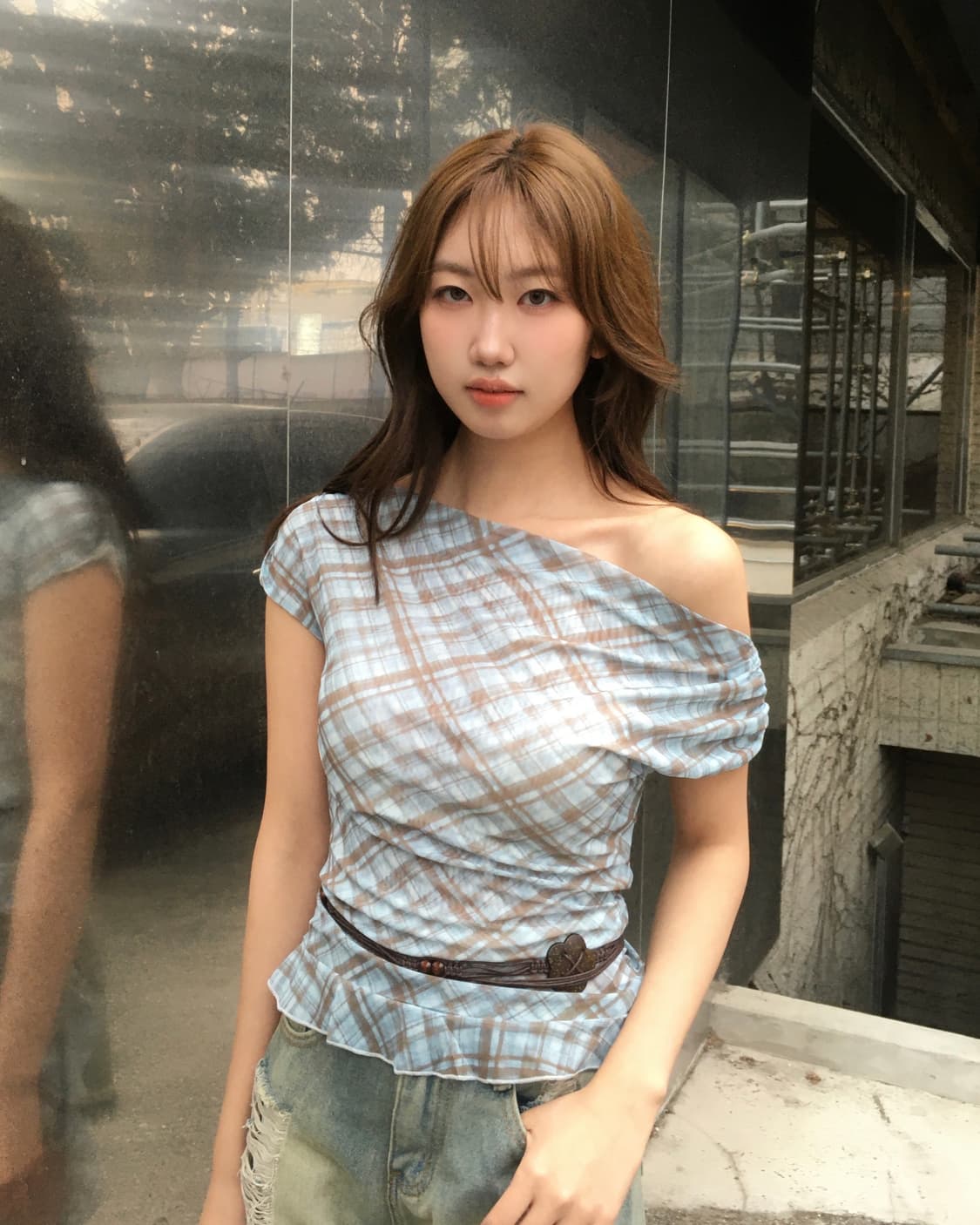 원숄더 프릴 에스틱 탑 상품이미지4