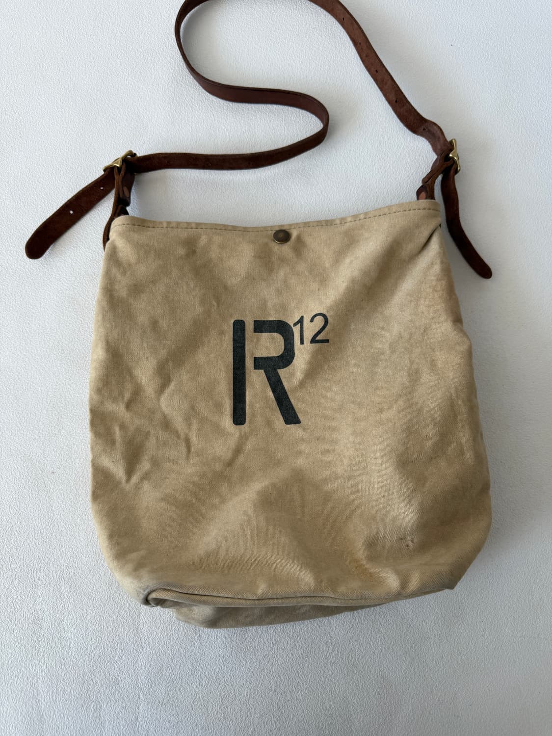 R12 코튼&레더 숄더 크로스백(빈티지 무드) 상품이미지2