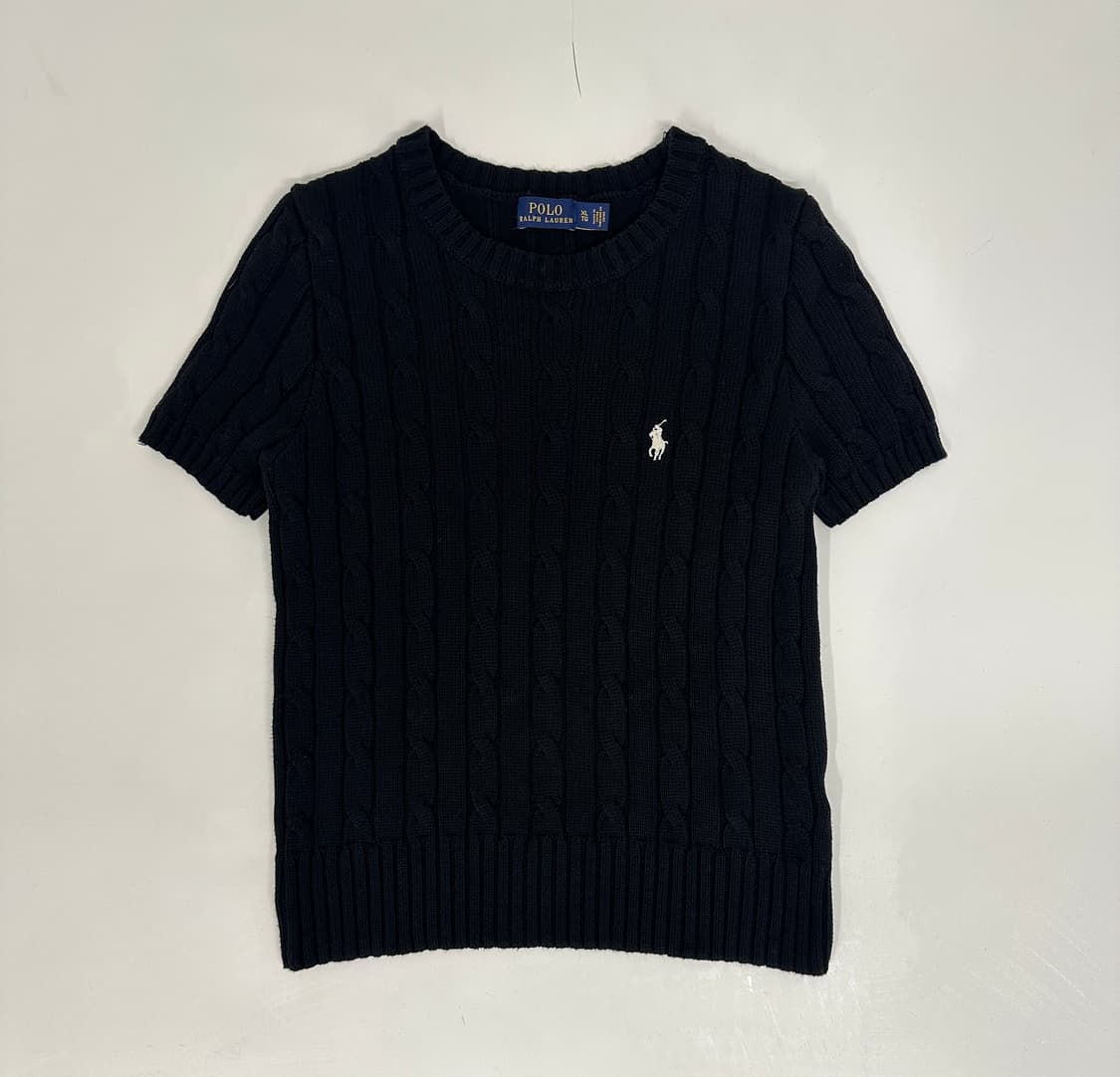 폴로 랄프로렌 여성 케이블 꽈배기 반팔니트 xl 블랙 상품이미지1