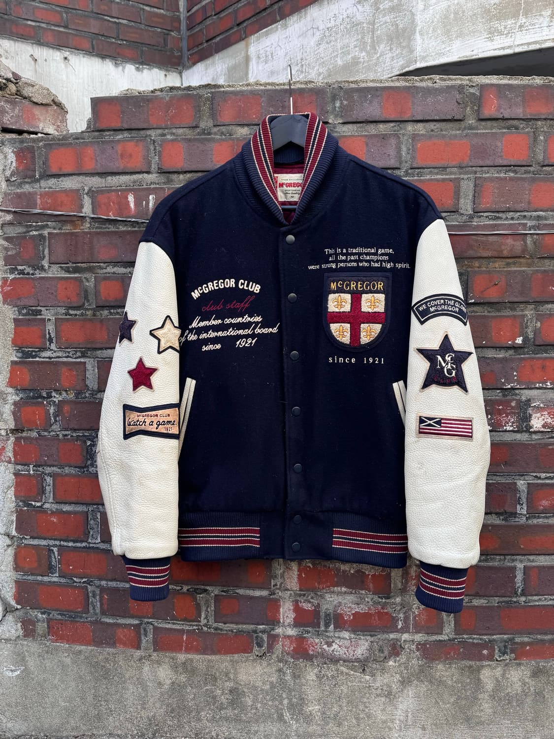 90s 맥그리거 패치 울 레더 바시티자켓  상품이미지1