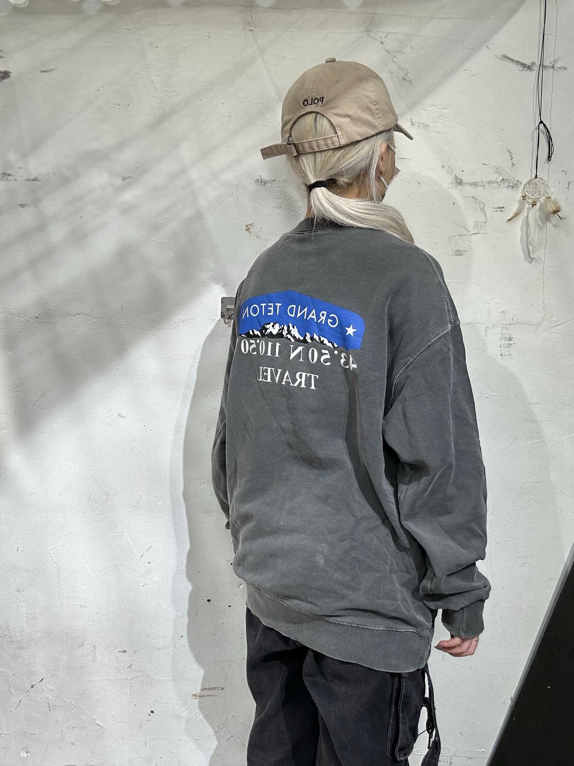 빈티지 차콜 오버핏 맨투맨 M 상품이미지3