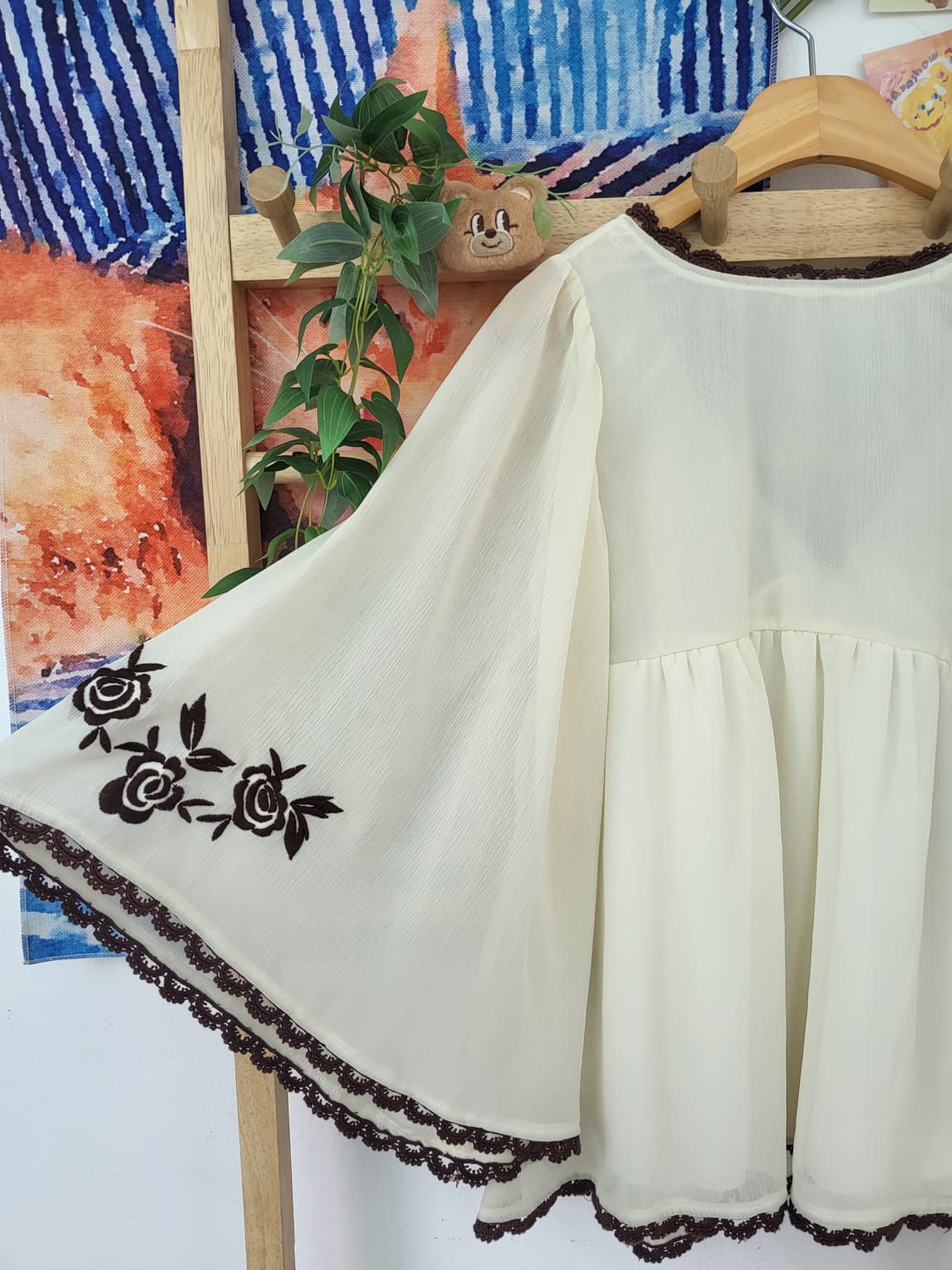 장미 자수 쉬폰 블라우스 빈티지 보헤미안 모리걸 상품이미지8