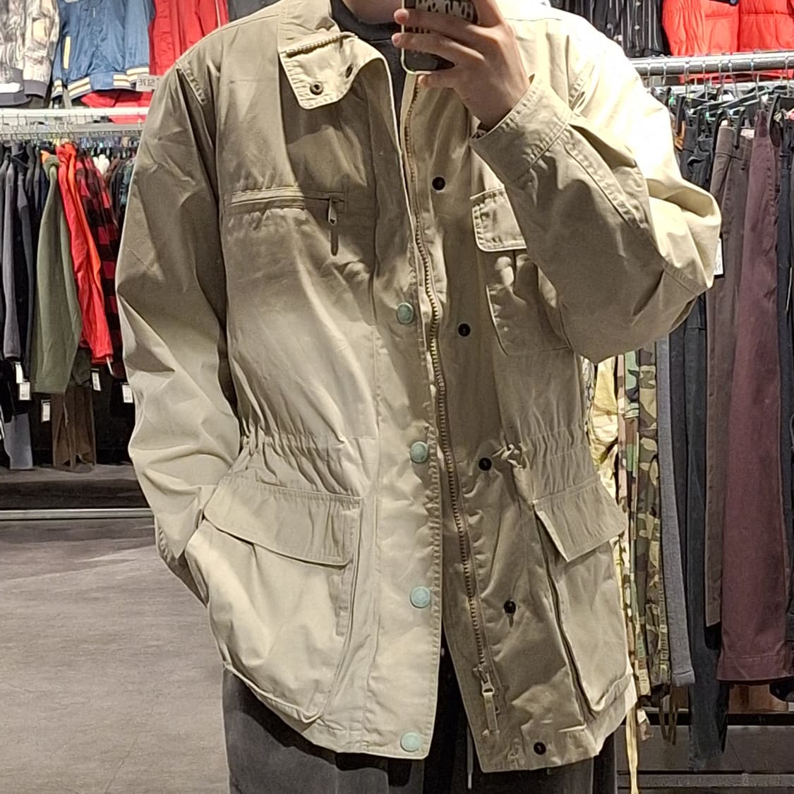 에디바우어 JP 아이보리 아메카지 울블렌드 히든지퍼 멀티포켓 캐주얼자켓 상품이미지1