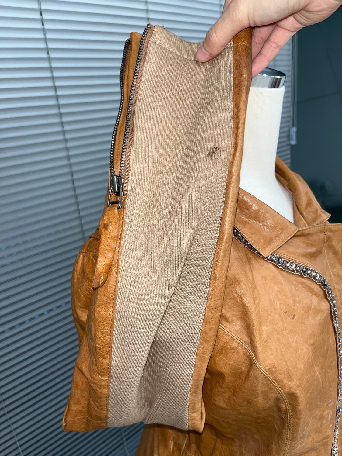 Japanese vintage orange leather jacket 상품이미지7