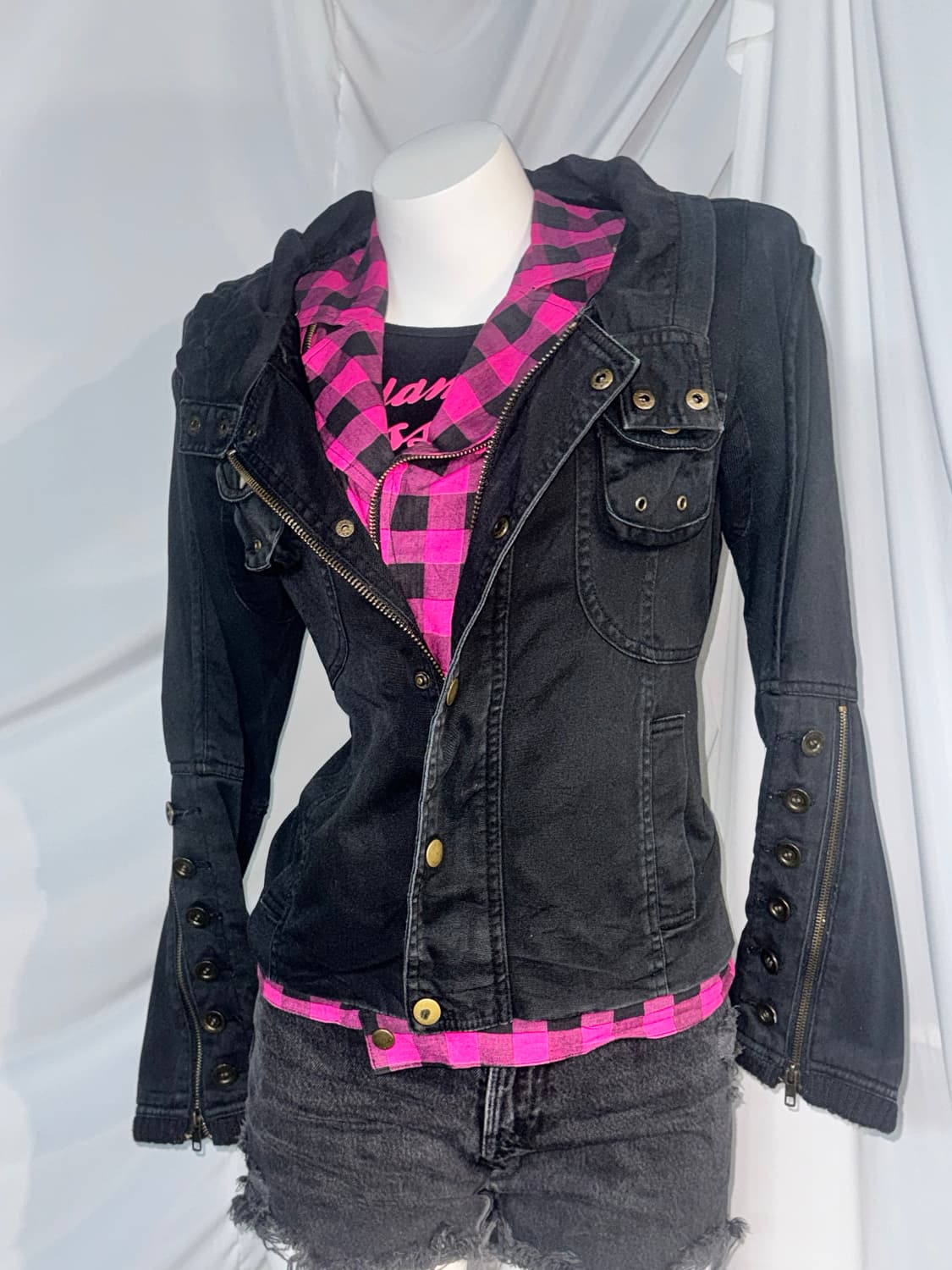 캐캐체 아무깔 블랙 핑크체크 키치 와투케 코디세트  상품이미지7