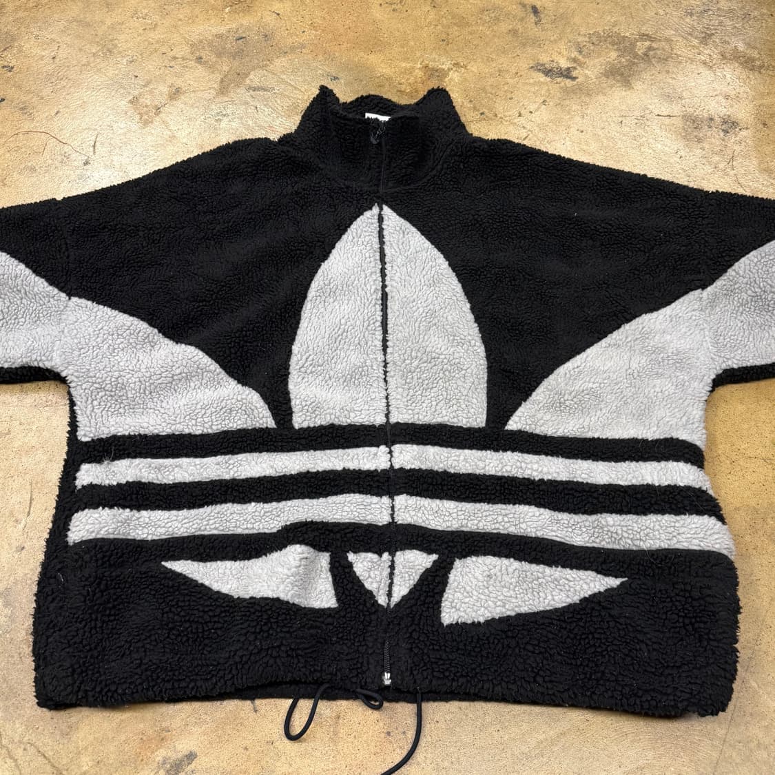 [정품/2XL] 아디다스 블랙 트레포일 뽀글이 플리스 b19 상품이미지3