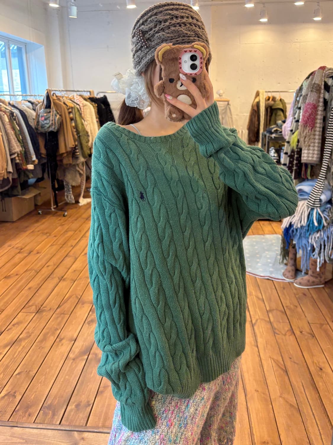 폴로 그린 꽈배기 니트 상품이미지2