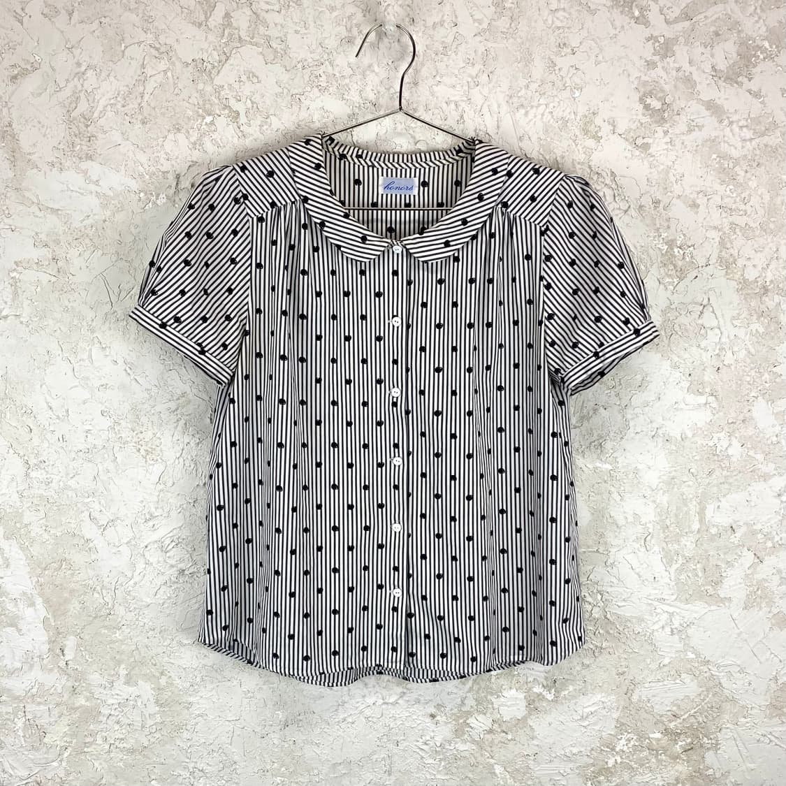 HONORE 두들 도트 스트라이프 반팔 셔츠 상품이미지1