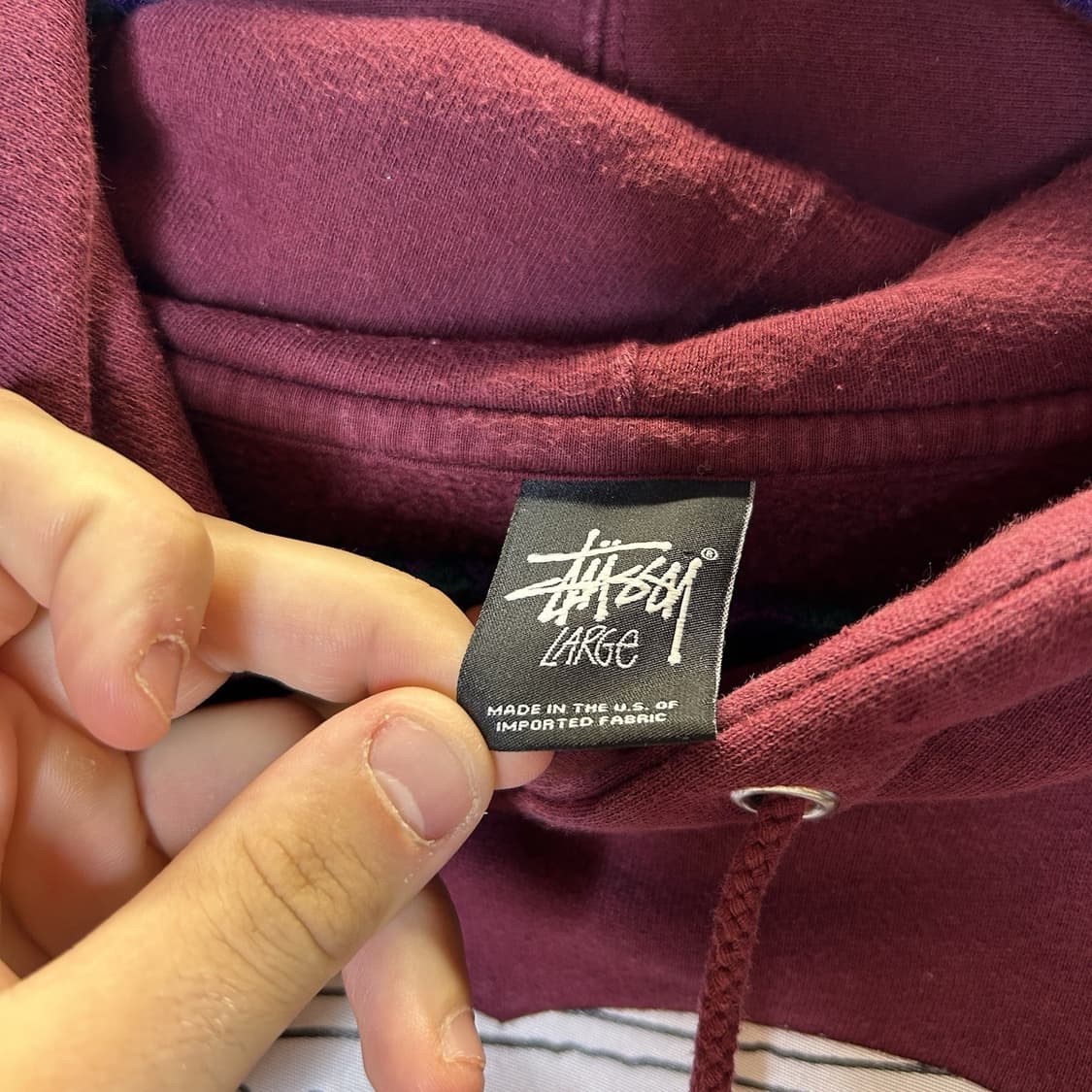 00s 스투시 인트리케이트 더블 SS 링크 후드티 버건디 상품이미지3