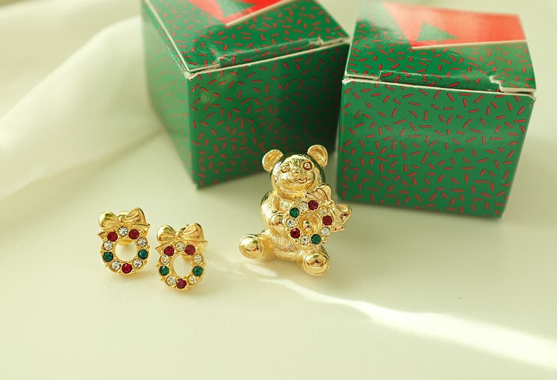 1990년대 Avon 크리스마스 테디베어 빈티지 브로치 상품이미지1