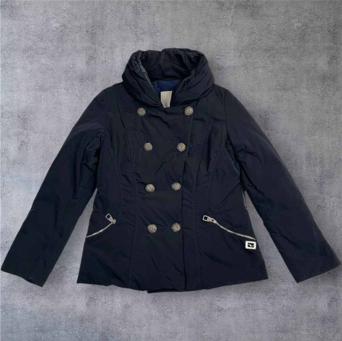 비올란티 Violanti 딥네이비 하이넥 더블버튼 다운 패딩 자켓 42 상품이미지1