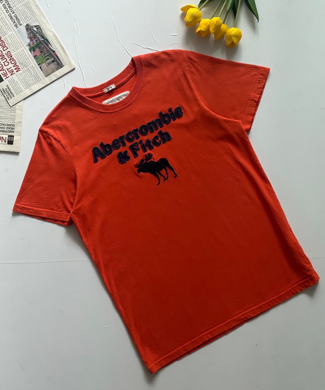 아베크롬비 빅로고 오렌지 반팔티 상품이미지1