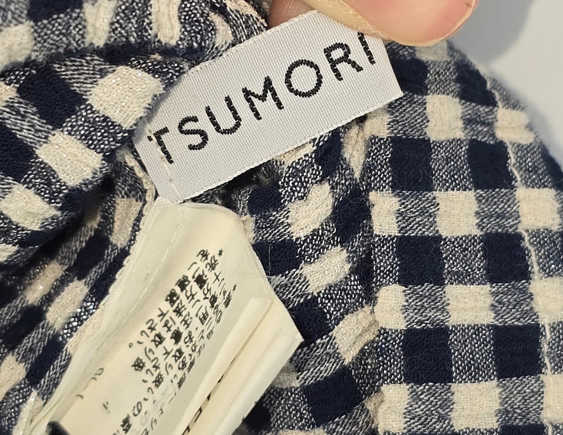 일본 빈티지 깅엄체크 퍼프 롱 원피스 상품이미지3