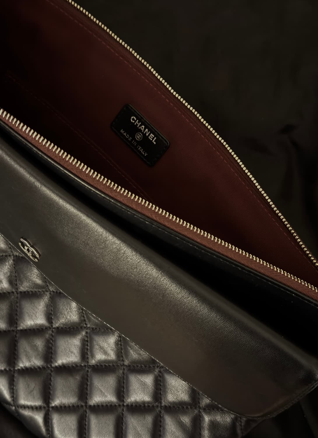 샤넬 플랩 램스킨 블랙 클러치백 상품이미지5