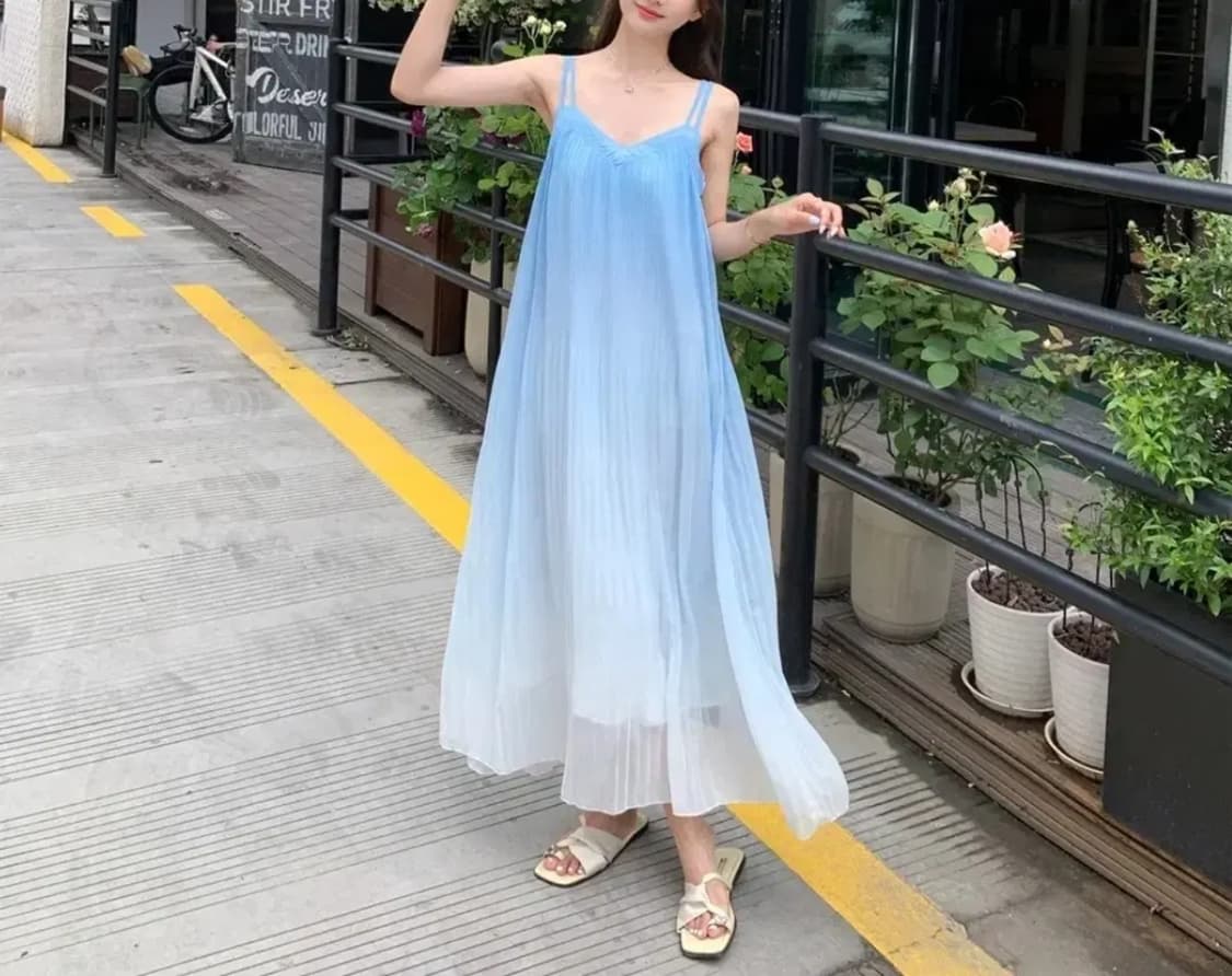 그라데이션 플리츠원피스 상품이미지3