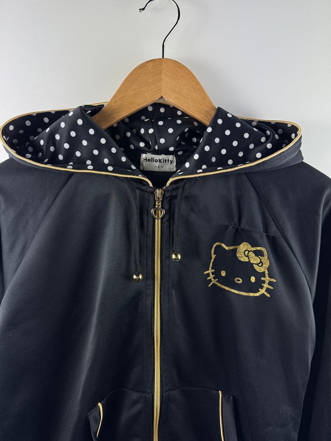 헬로키티 도트 블랙골드 글리터 후드플락1807 상품이미지2
