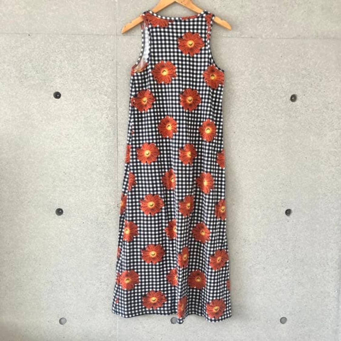 조이리치 JOYRICH 꽃무늬 깅엄체크 탱크탑 원피스 상품이미지3