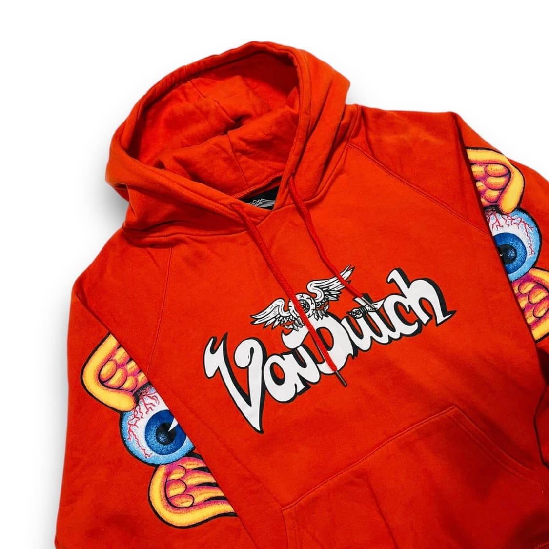 본더치 오버 몬스터 사이드 로고 빈티지 주황 후드티 상품이미지2