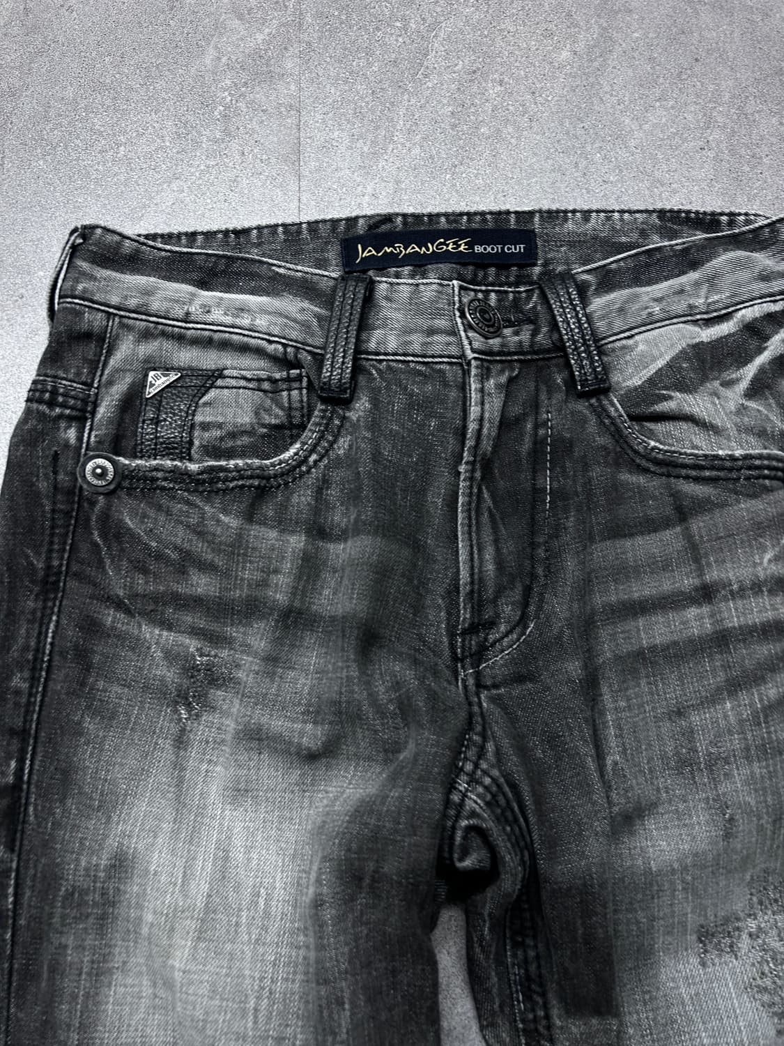 레더 패치 워싱 데님 상품이미지4