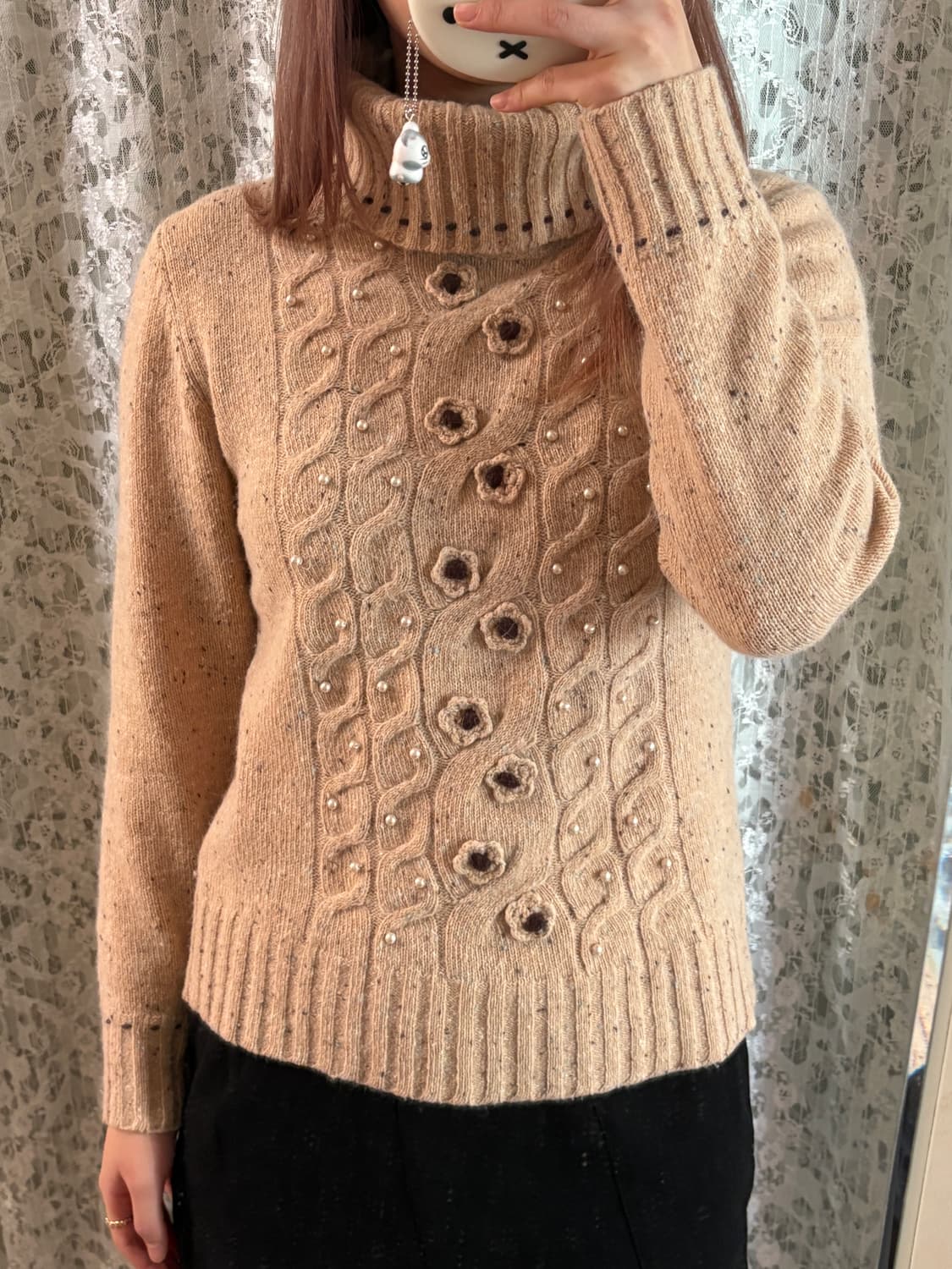 오트밀 플라워 폴라니트 상품이미지2