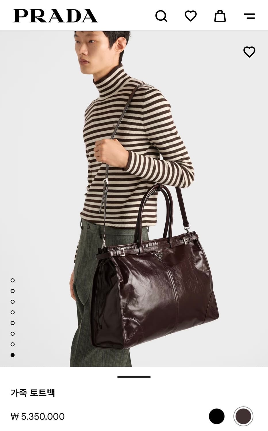 25FW 프라다 남성 가죽 토트백 다크브라운 2VG128 상품이미지3