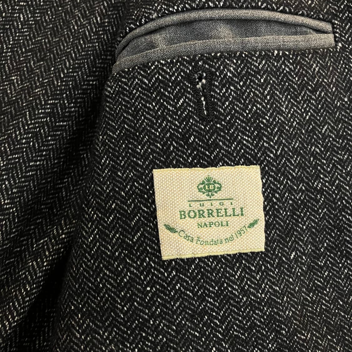 루이지 보렐리 그레이 헤링본 더블 브레스티드 코트 48 상품이미지2