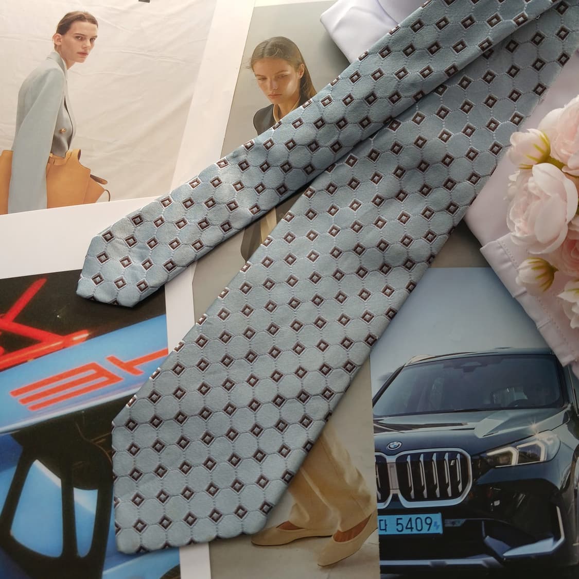 앤드류스타이 실크 스카이블루 자카드 넥타이 9.6cm A등급 A18698 상품이미지3