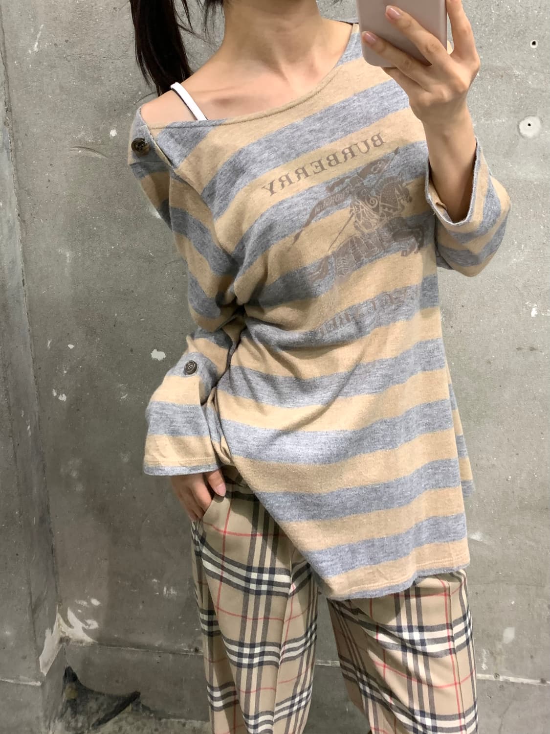 Burberry 버버리 블루라벨 그레이-베이지 단가라 원피스 상품이미지1