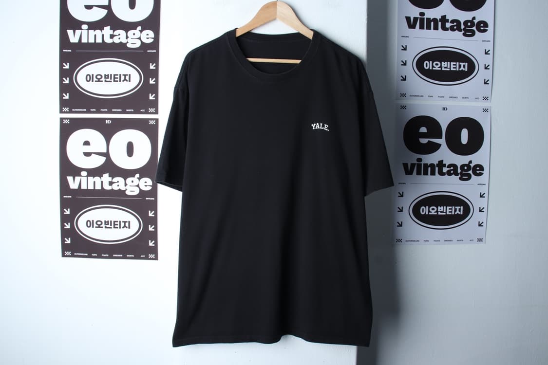 (XL-2XL) 예일 반팔 티셔츠 빅사이즈 스몰로고 블랙-H32145 상품이미지2