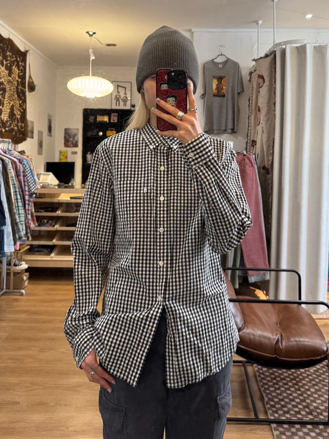 LEVIS 리바이스 블랙앤화이트 체크 셔츠 상품이미지1