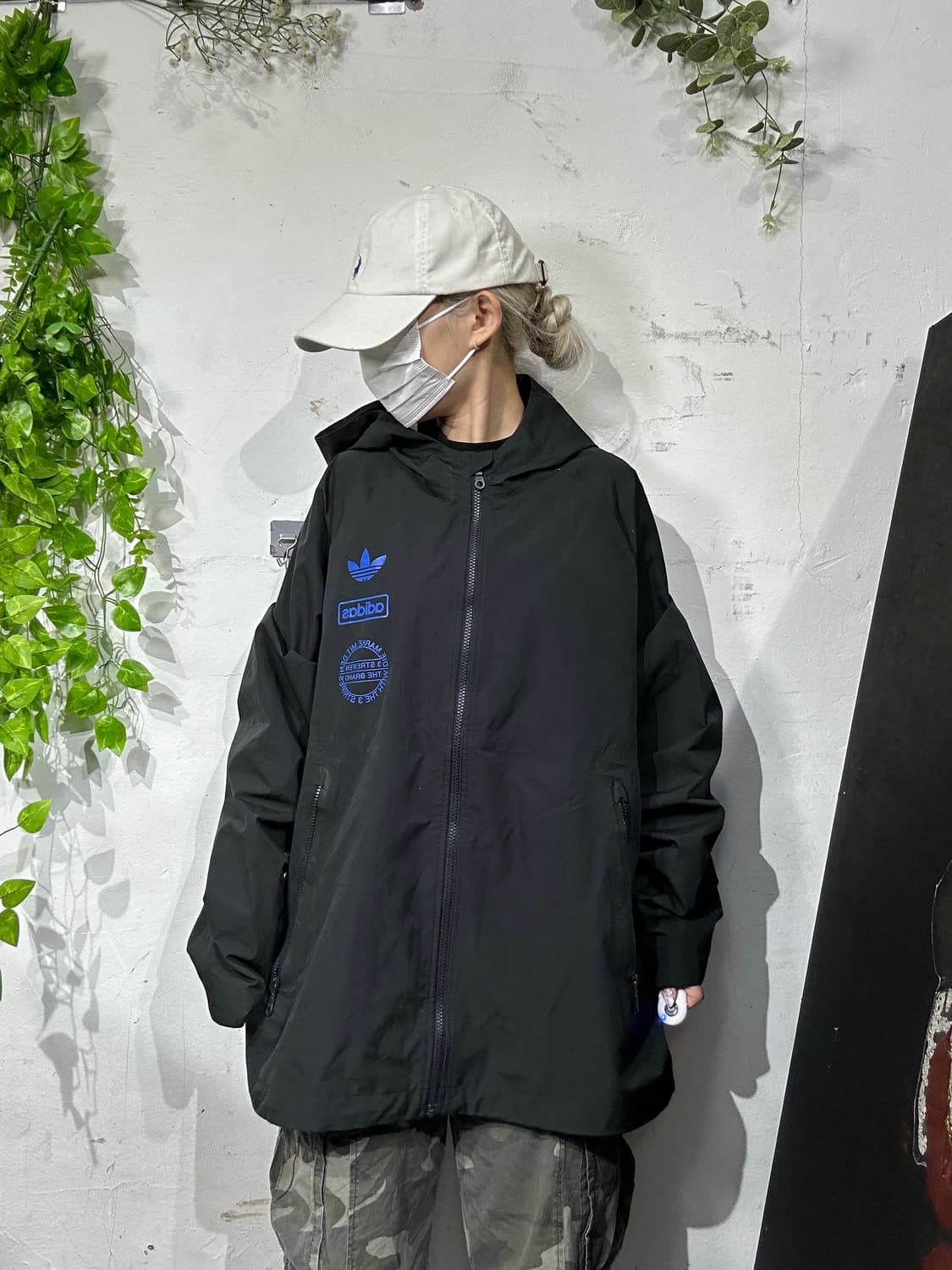 아디다스 블랙 파이어버드 롱 후드 바람막이 오버핏 코트 자켓 XL 상품이미지2