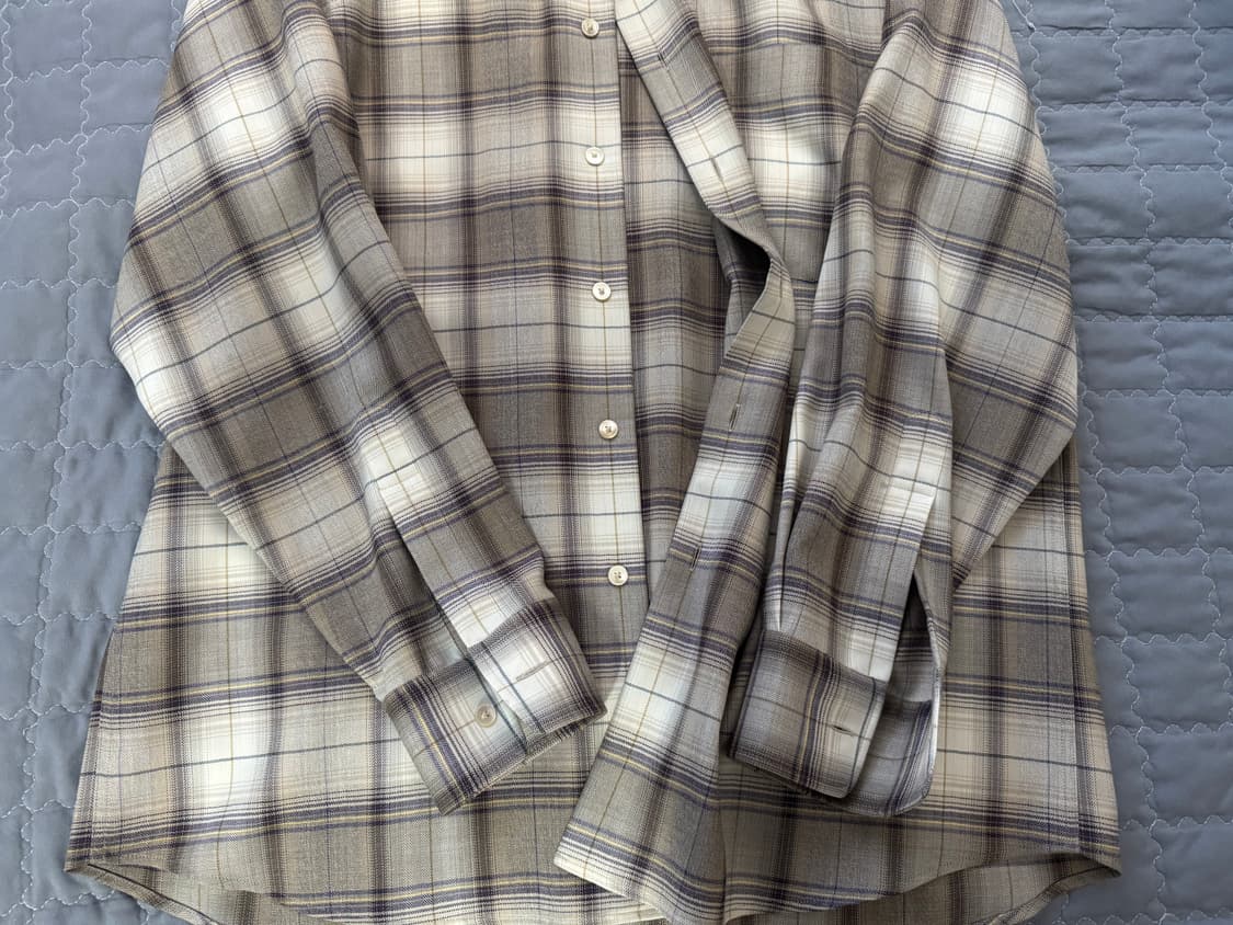 오라리 슈퍼 라이트 울 체크 셔츠 라이트 브라운 체크 - 23AW  상품이미지4