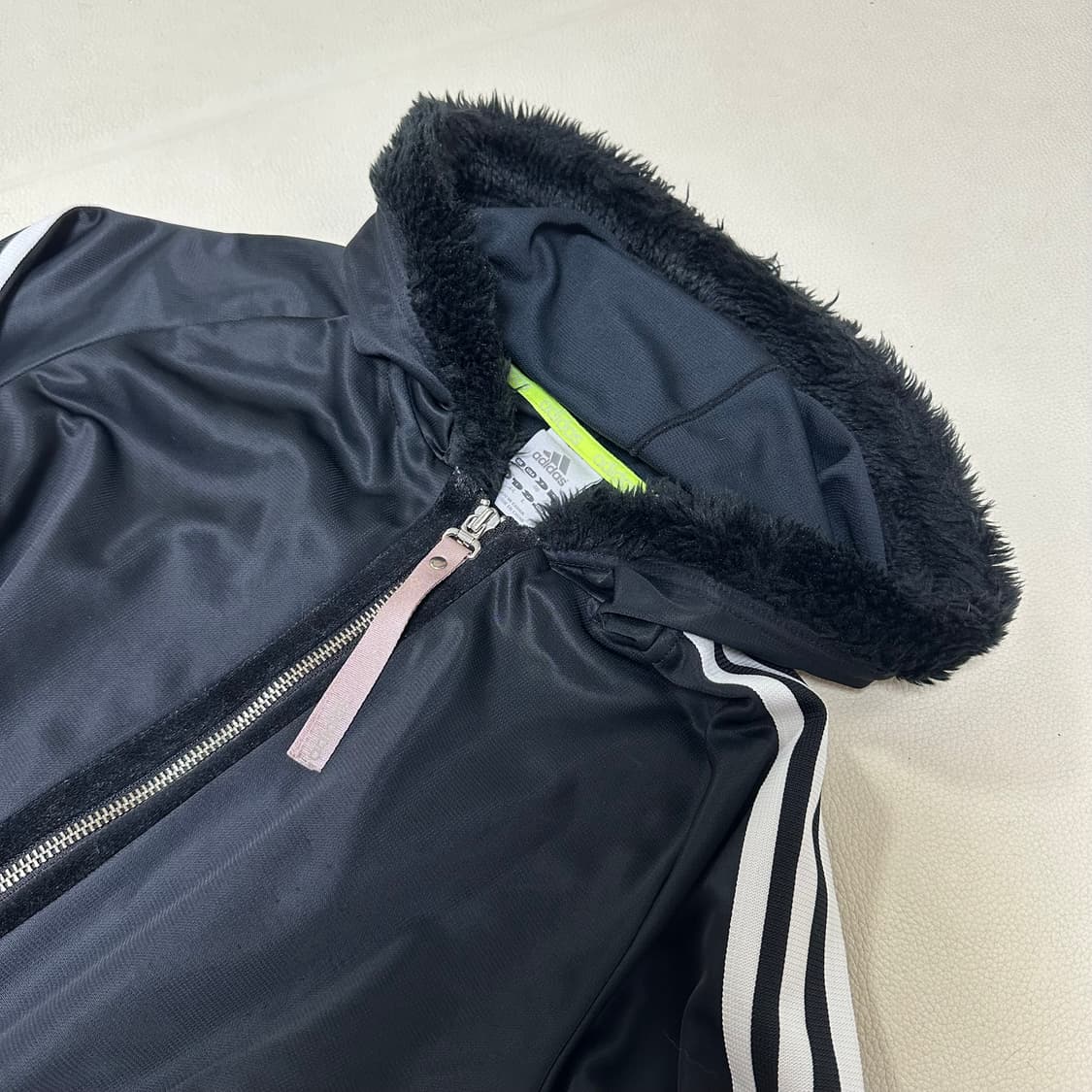 아디다스 삼선 후드 퍼 집업 블랙 상품이미지3