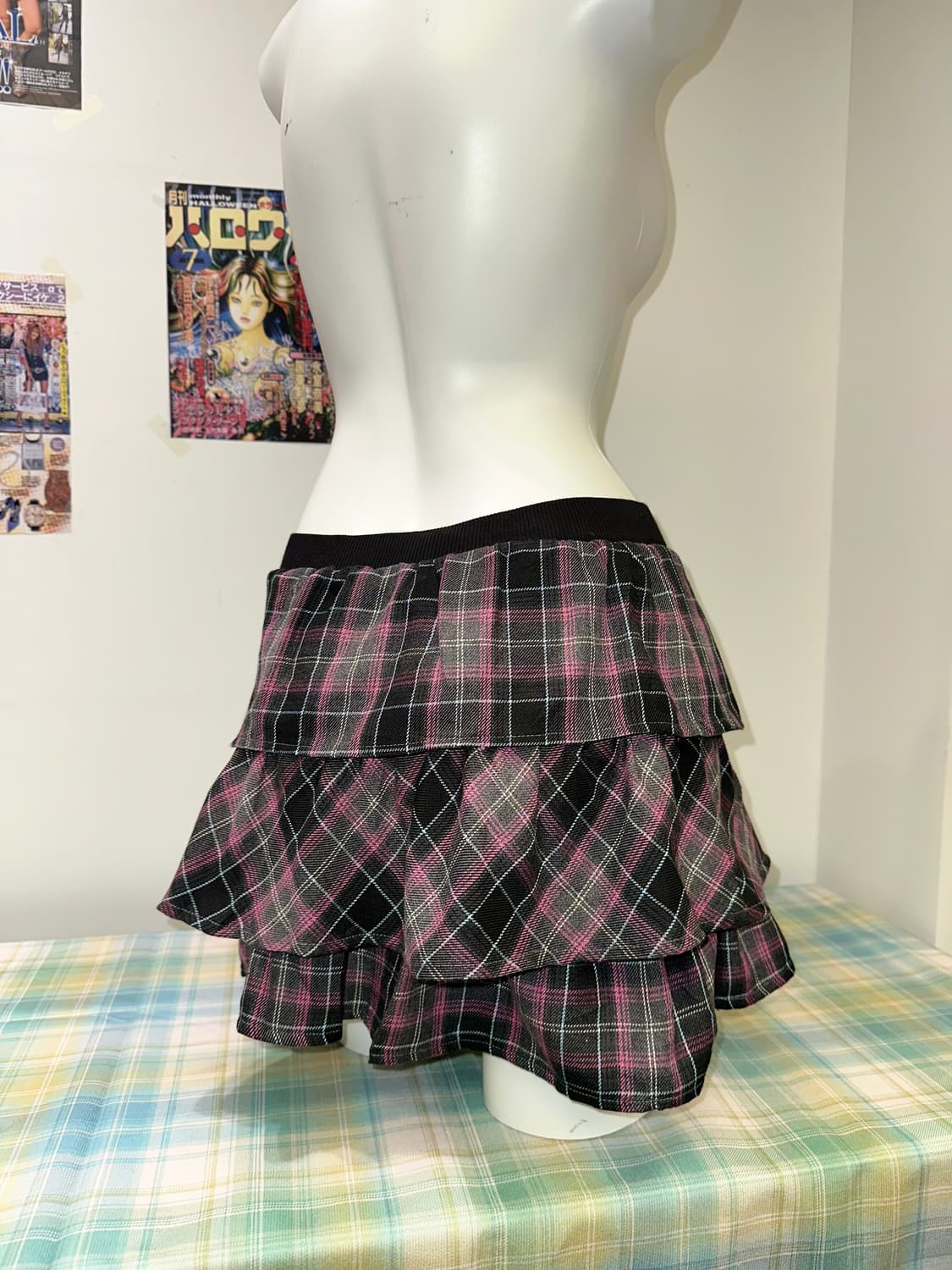 Pink Gray Check pattern skirt 상품이미지1