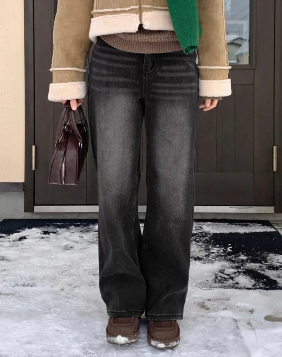 98도씨 울리 히든밴딩 융기모 와이드데님 흑청 상품이미지2