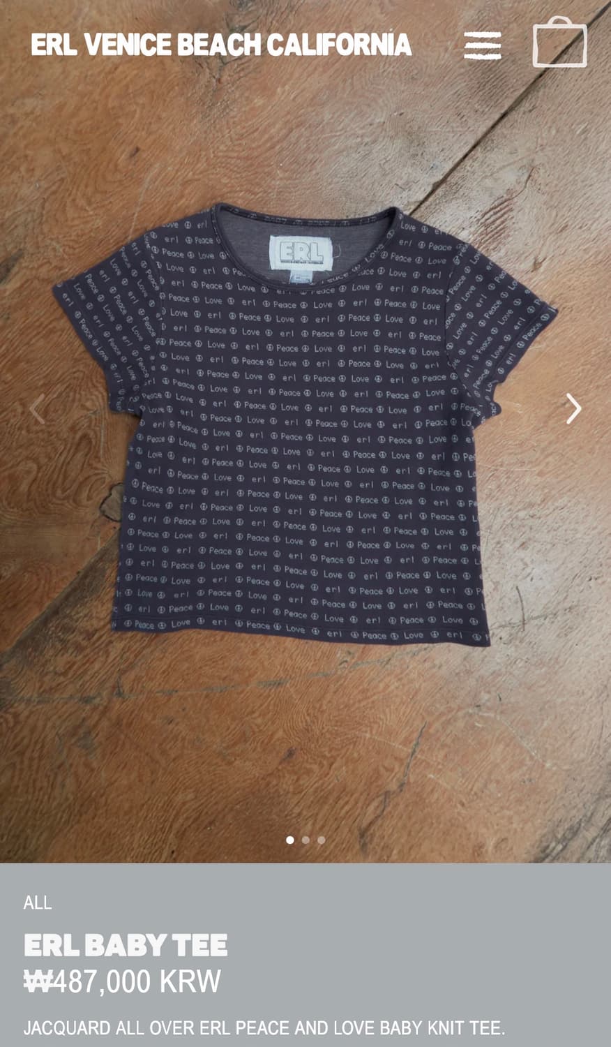 [S,M]이알엘 ERL 26ss 자카드 베이비 티셔츠 상품이미지4