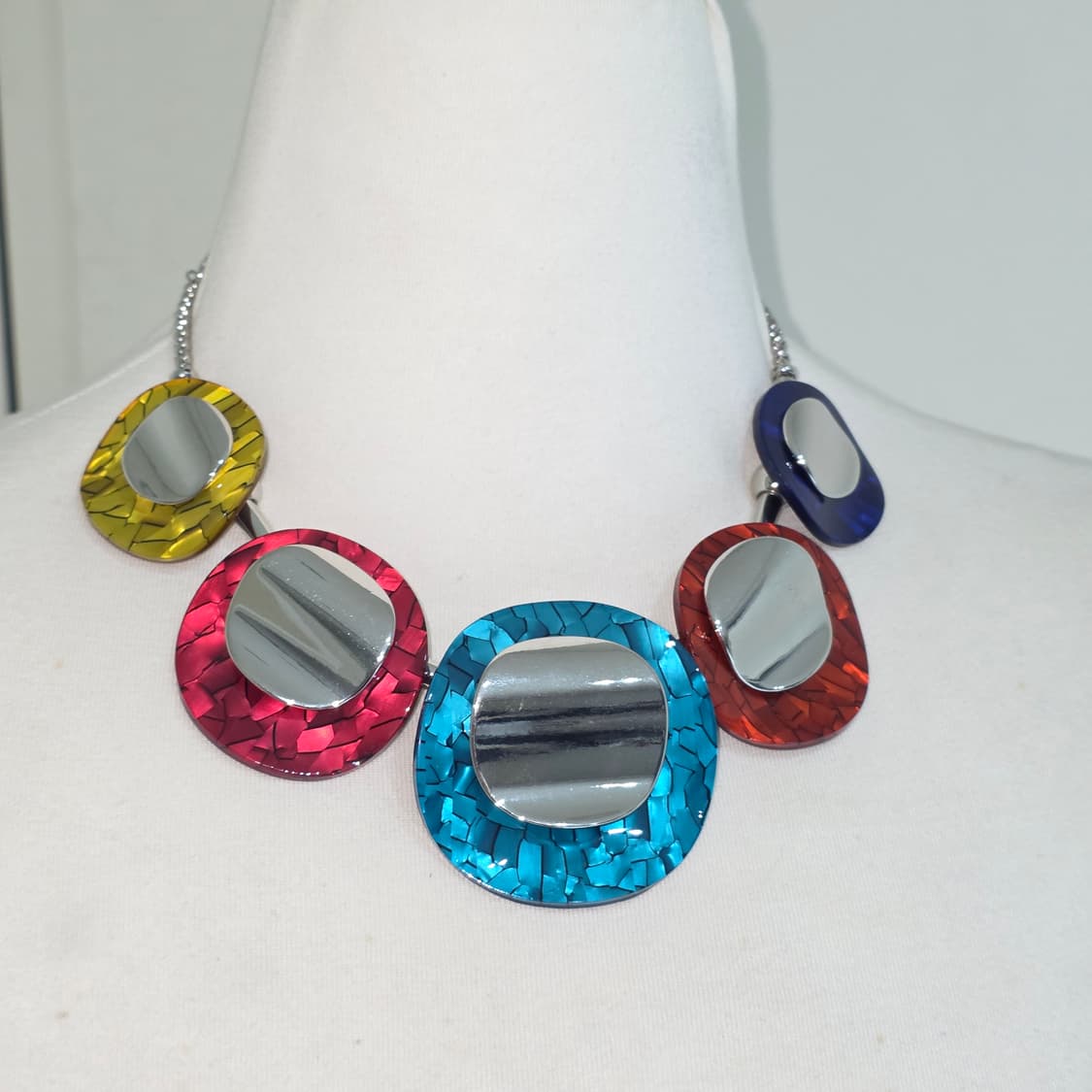 일본빈티지)보헤미안 컬러풀 원형 팬던트 유니크 y2k 모리걸 비즈목걸이 상품이미지4