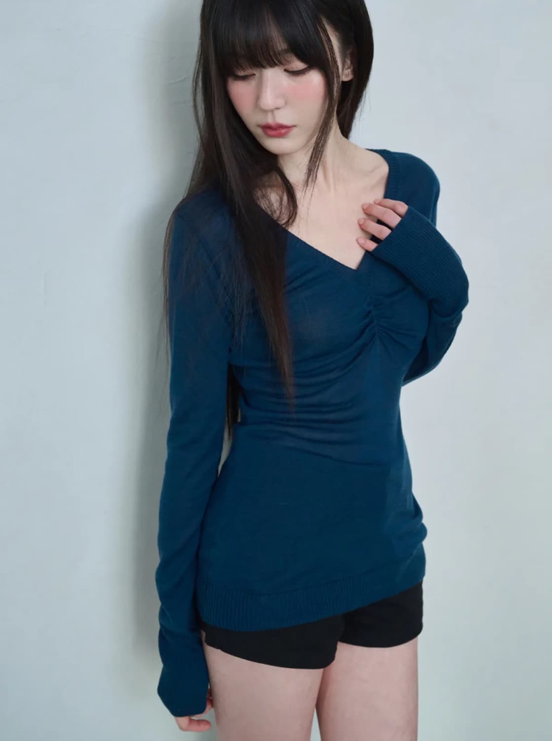 레이즈미야 아이리 셔링 니트 [PETROL BLUE] S 상품이미지1