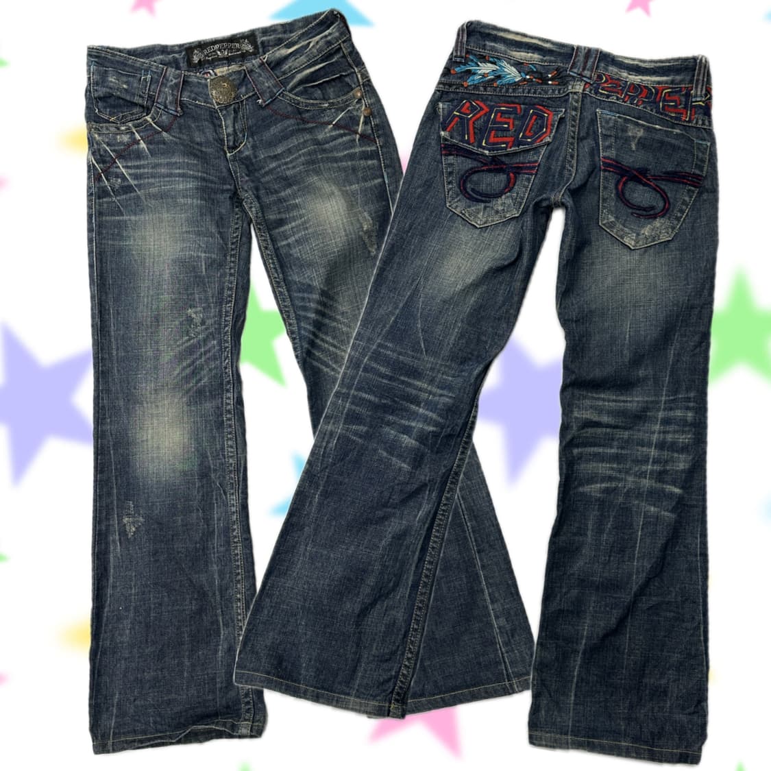 ⛓️red pepper 빈티지 워싱 백포인트 데님 세미부츠컷 팬츠⛓️ 상품이미지1