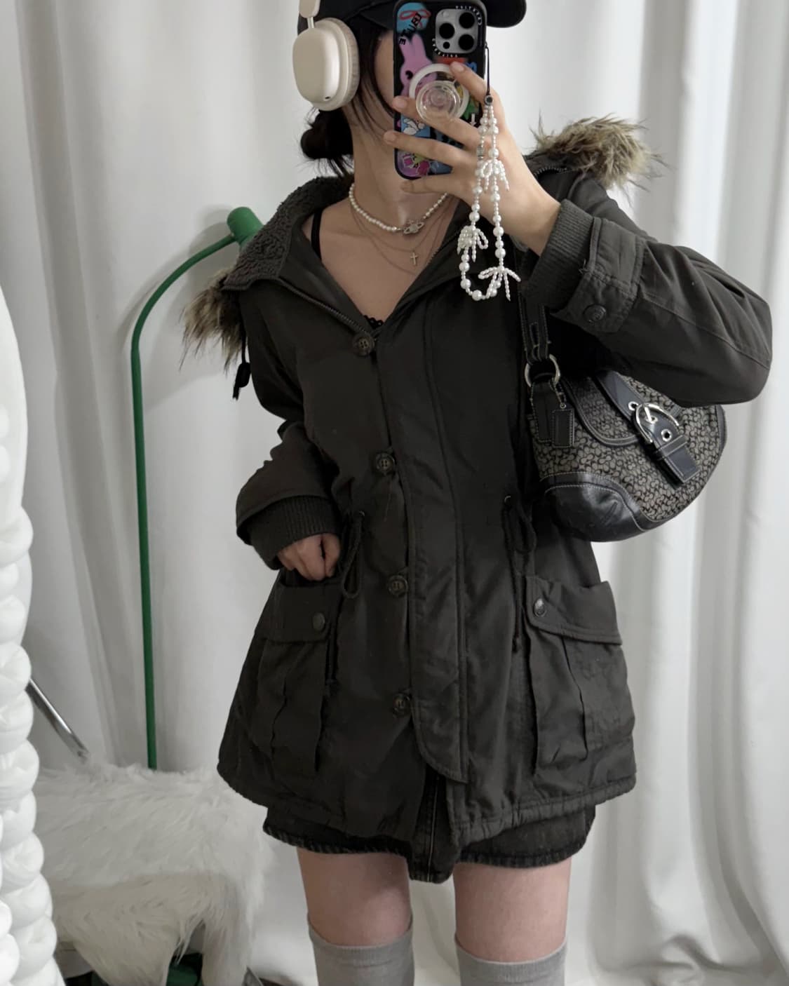 차콜 그레이 퍼 야상 자켓 상품이미지3