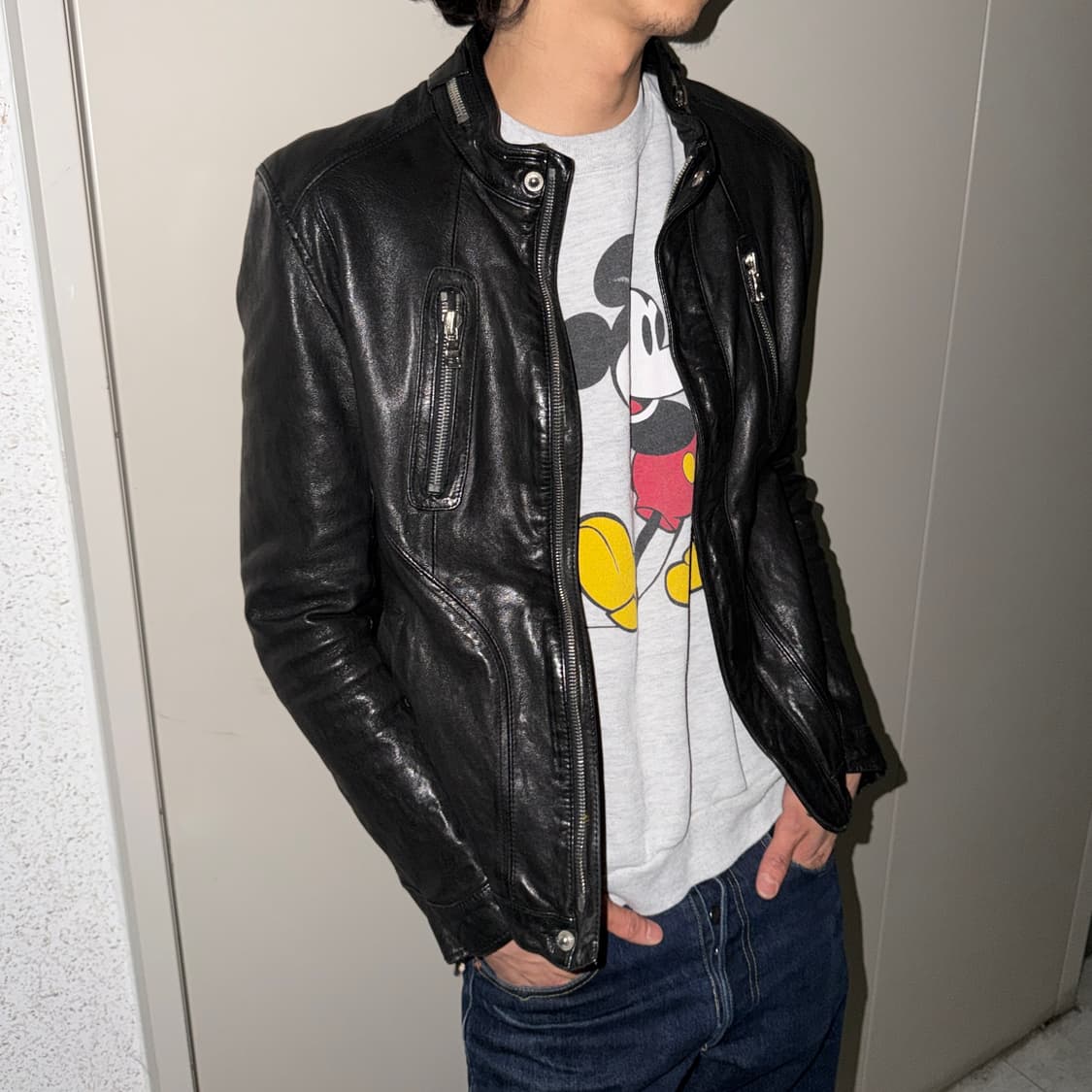 멀티 지퍼 이태리 레더자켓 상품이미지1