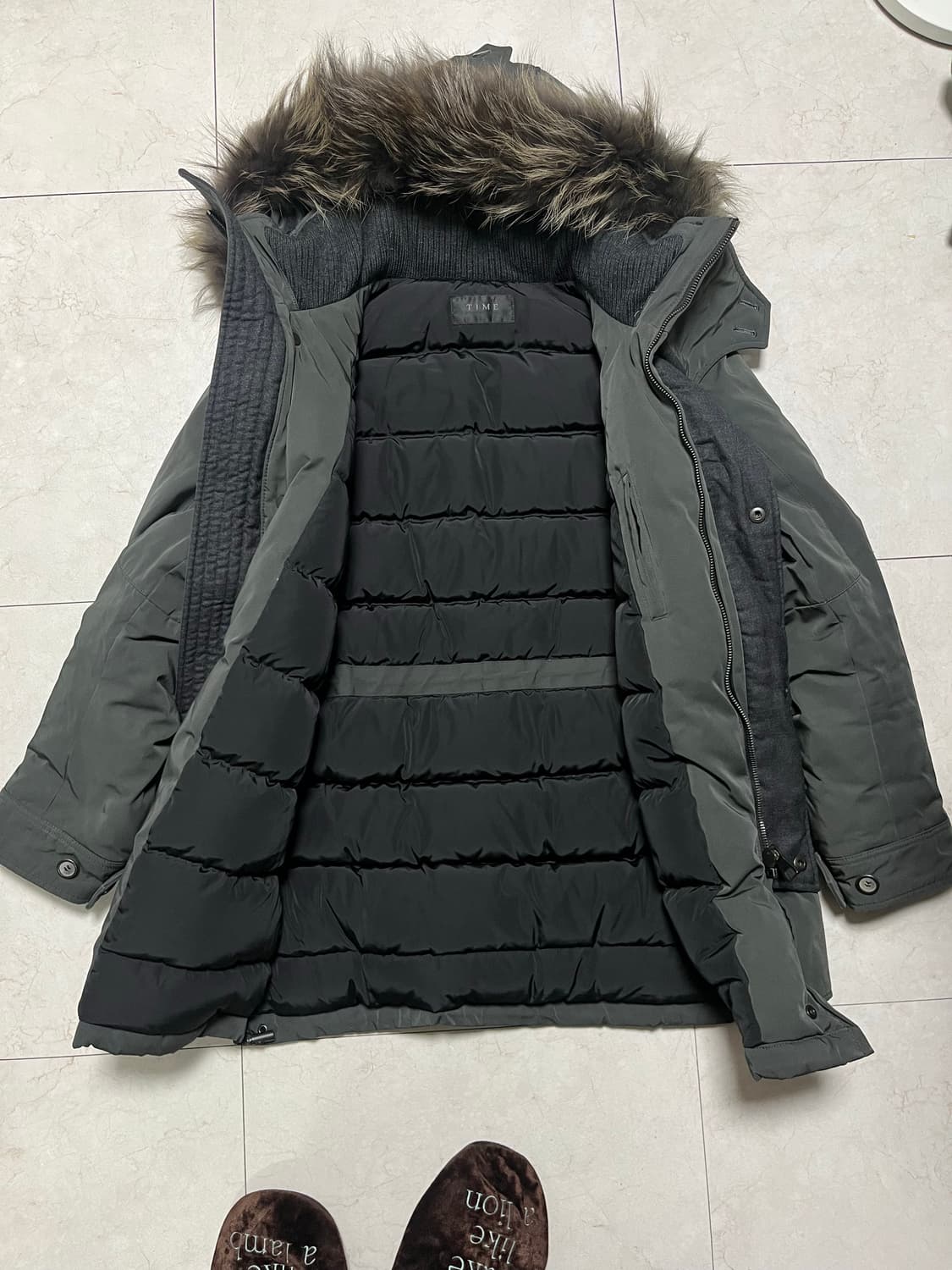 타임 13FW 라쿤 퍼 구스다운 레더 파카 105 상품이미지5