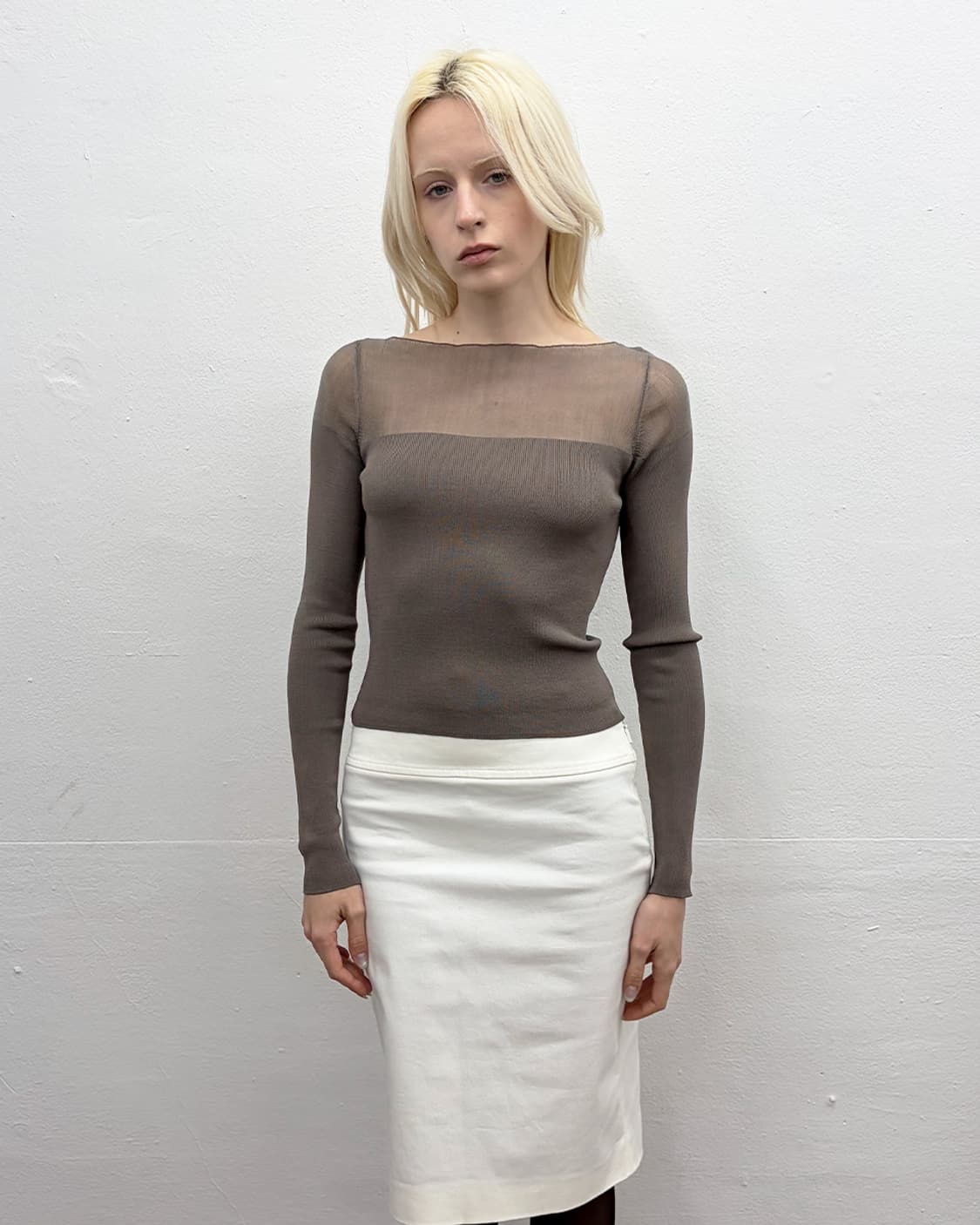 빈티지 시어 패널 리브드 탑 상품이미지1