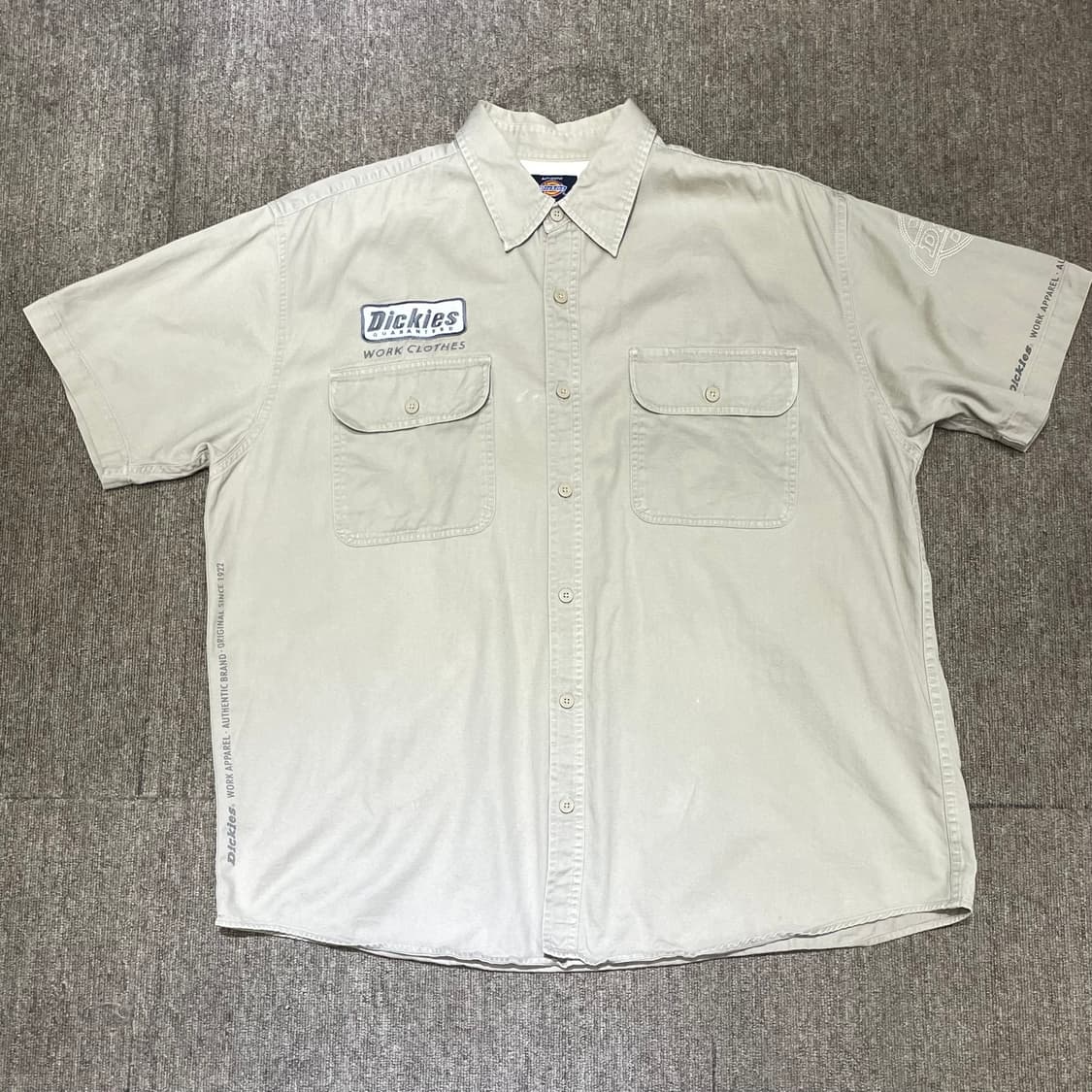 (XL) Dickies 디키즈 반팔 워크 셔츠 패치 자수 베이지 상품이미지4