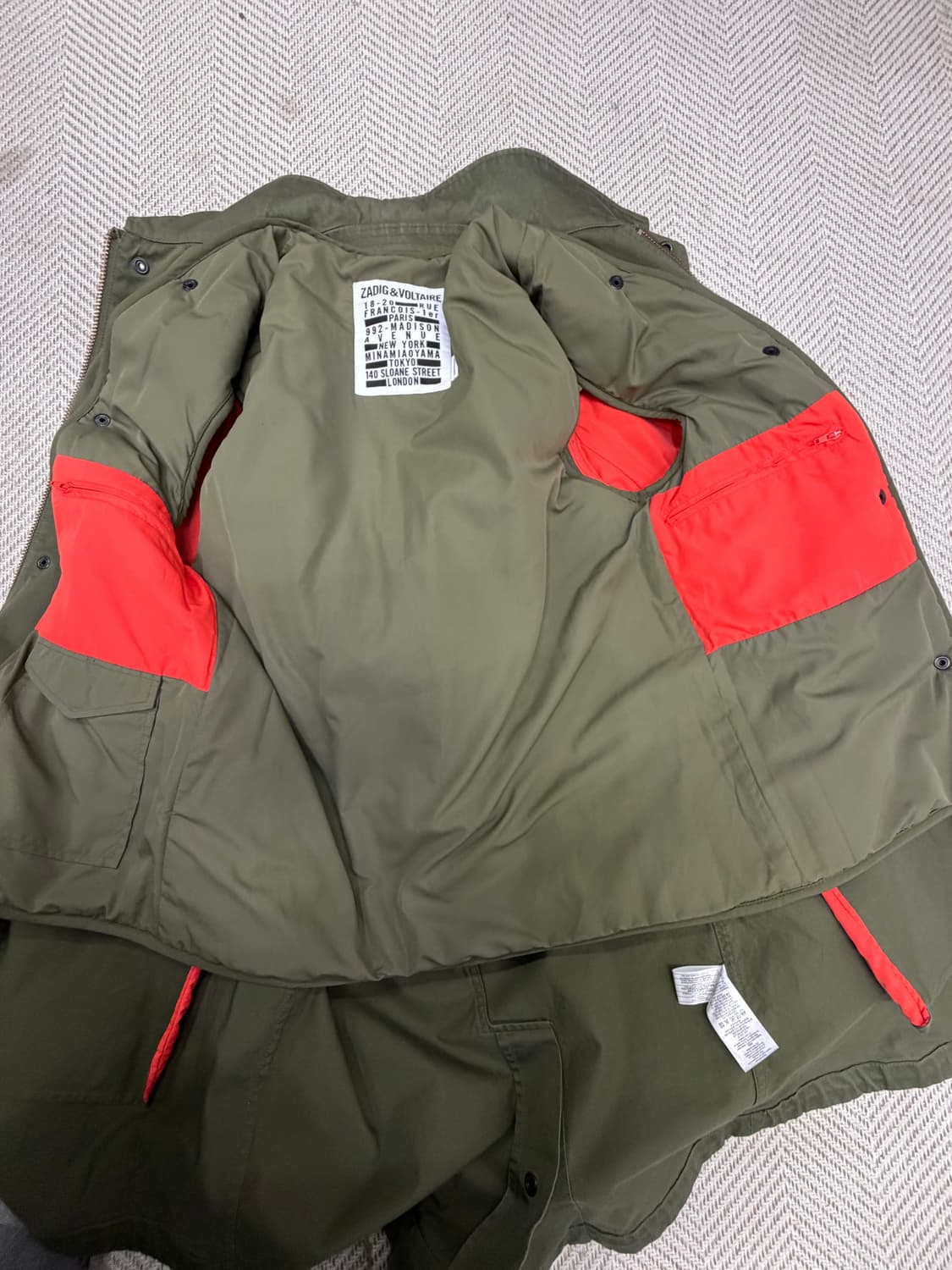 정품) 쟈딕앤볼테르 카키 이중 조끼 야상 자켓 S 상품이미지5