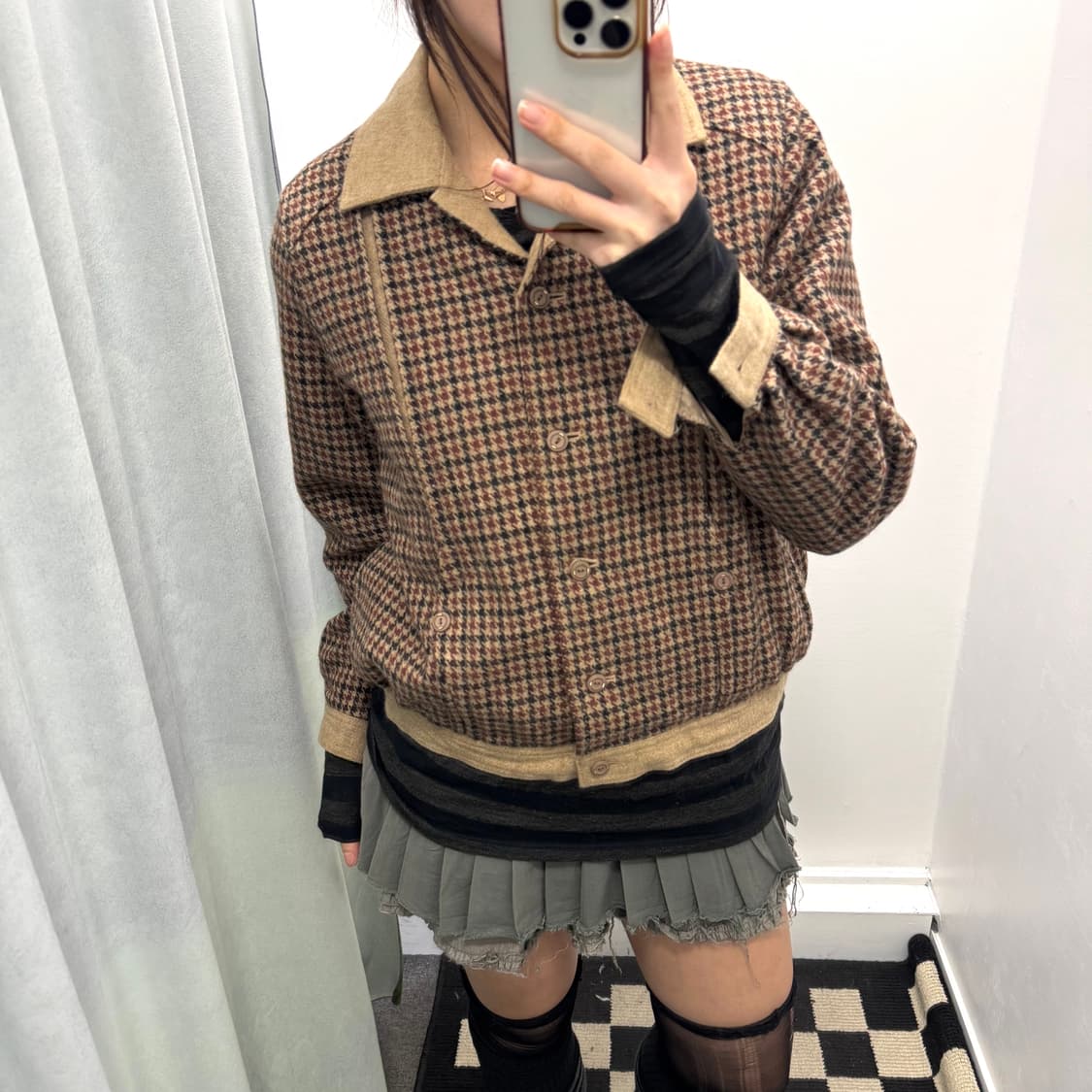 ExcellentFashionYamayoshi베이지 체크 모자켓 상품이미지2