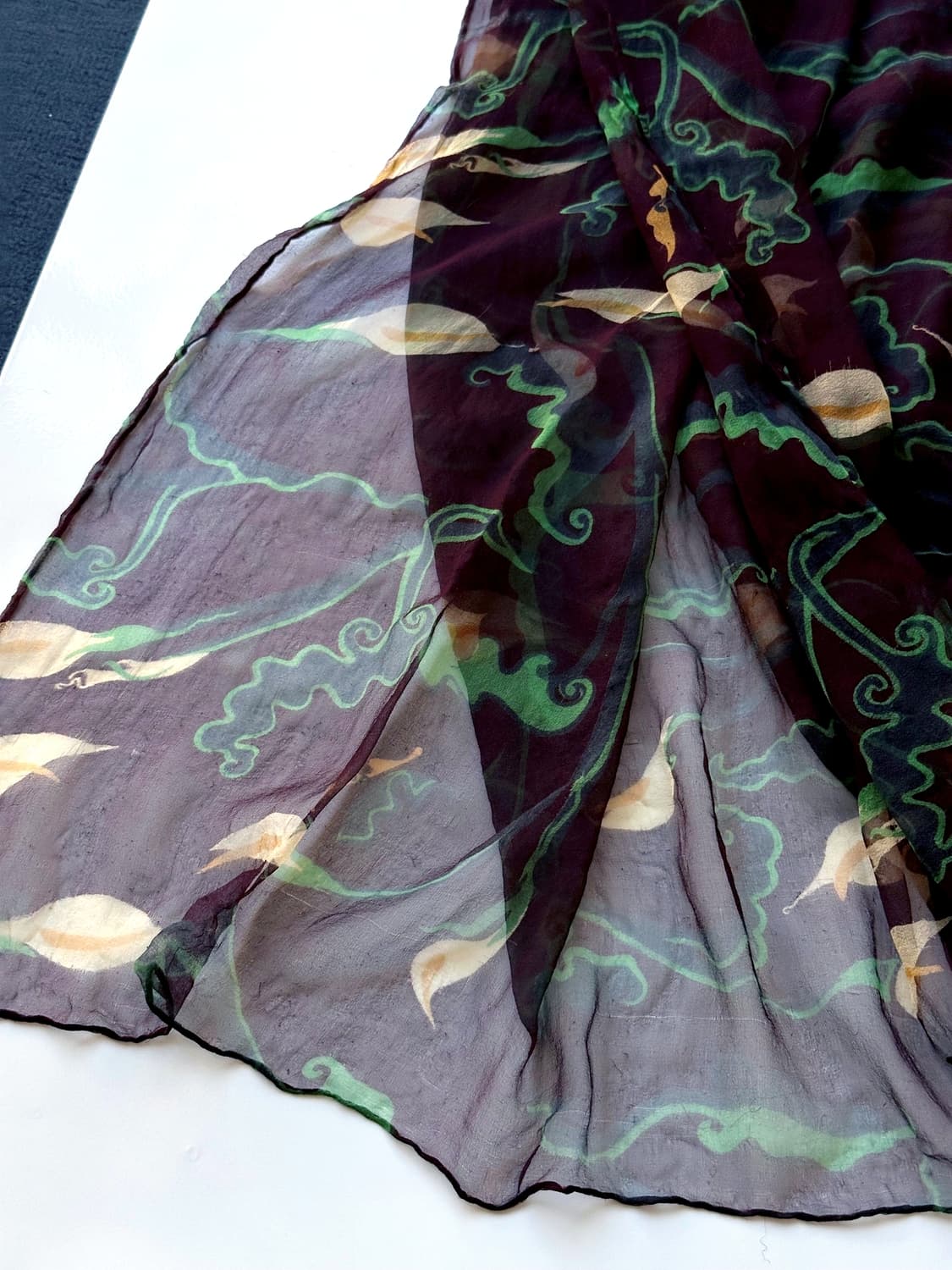 'Silk 100%' sheer fabric design stole 상품이미지4