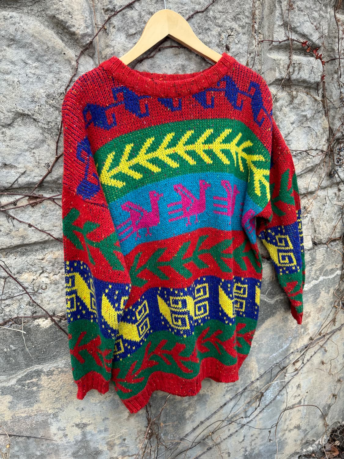 빈티지 아즈텍 패턴 네이티브 무늬 울 아크릴 핸드 니트 상품이미지3