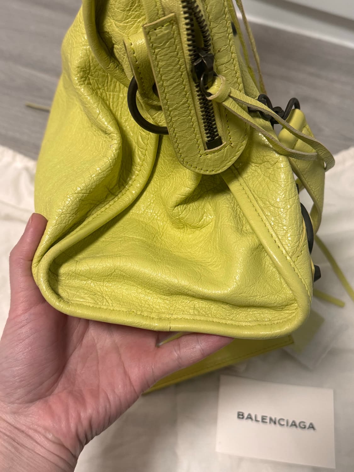 Balenciaga 발렌시아가 시티백 레몬 라임 미디움 상태 A 상품이미지4