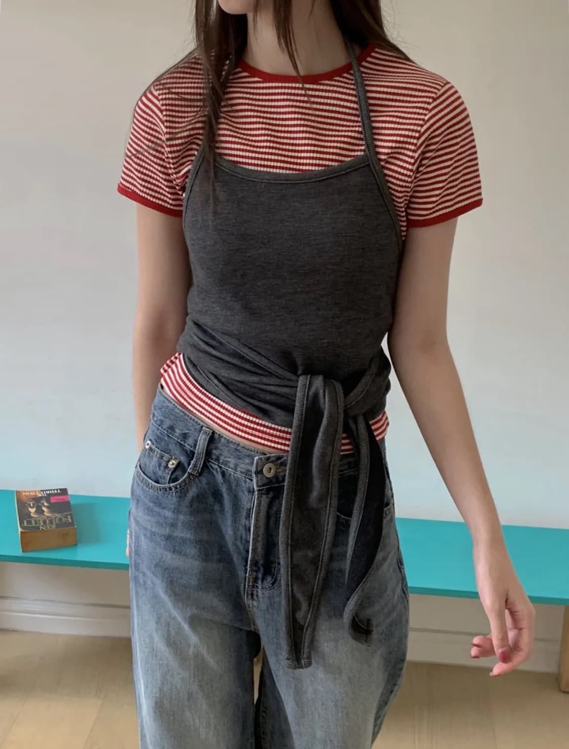 [새제품]츠크 레이어드 랩 뷔스티에 & 롱 스커트 세트(원가 5만원대) 상품이미지7